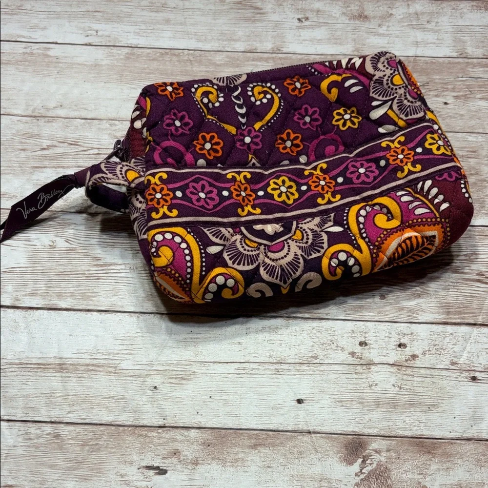 Vera Bradley Safari Sunset retired Purple and Orange Floral Cosmetic Bag